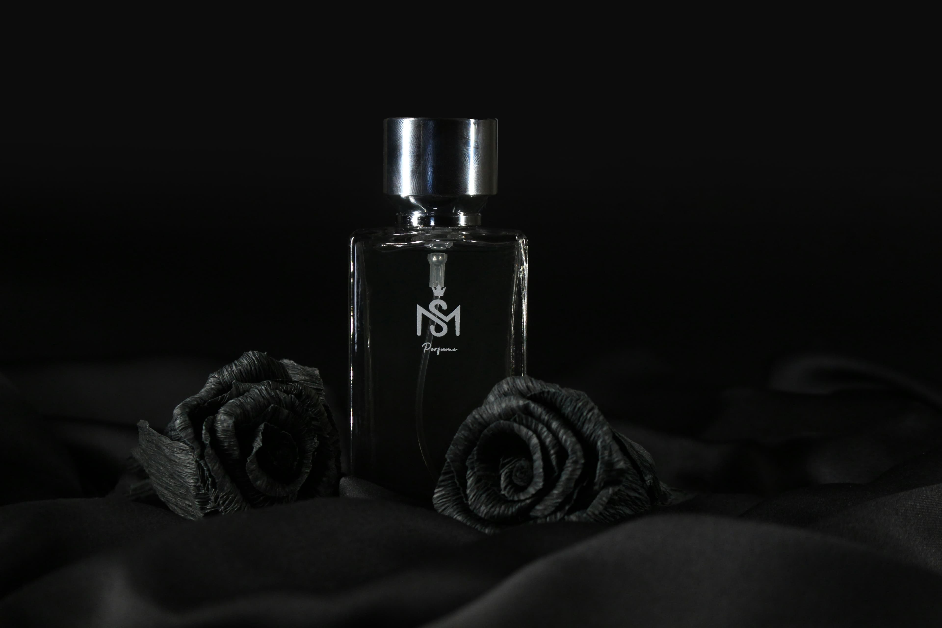 Still life of fragrance raw materials in soft directional light